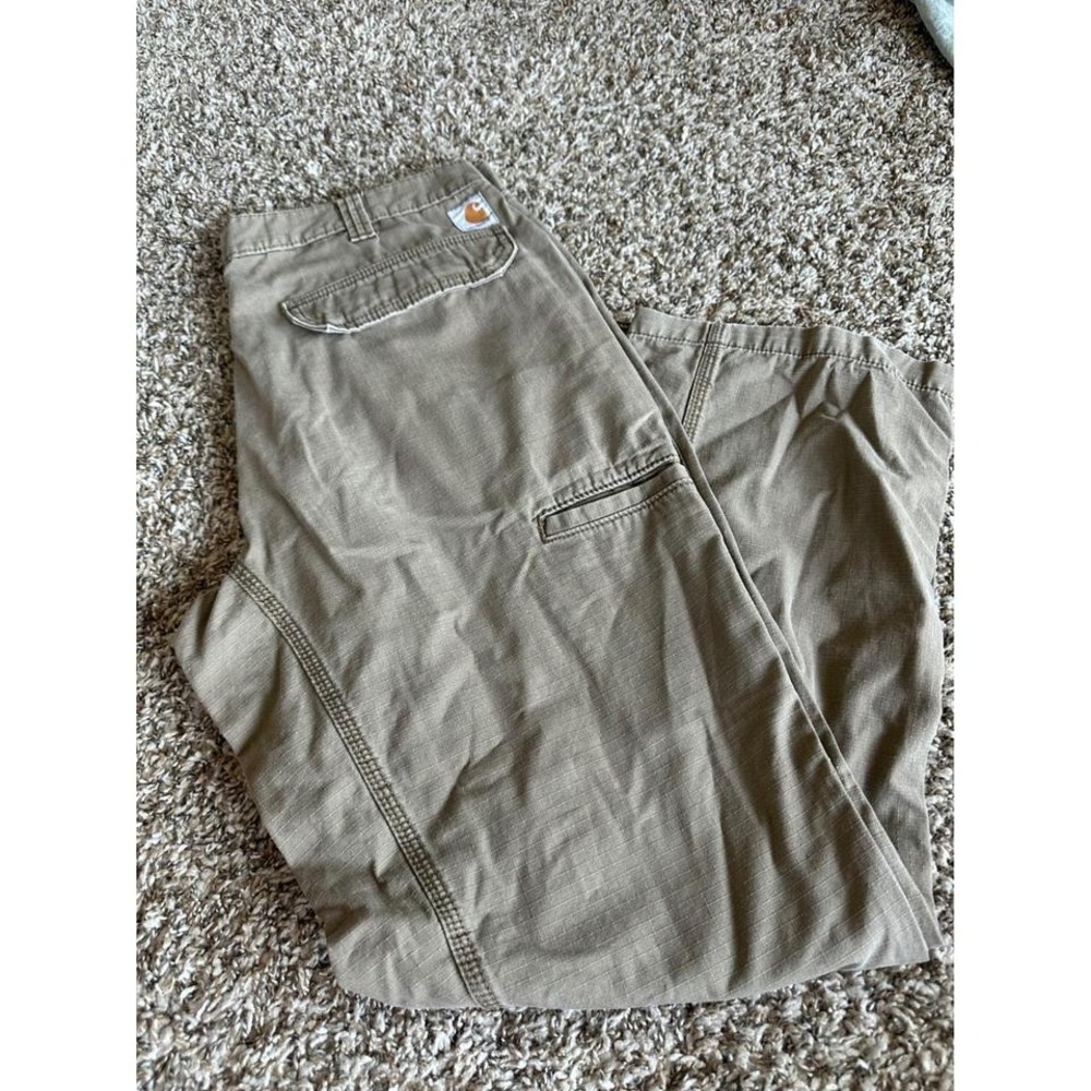 Carhartt Relaxed Fit Beige Carpenter Pants Workwear Utility Size 36x30